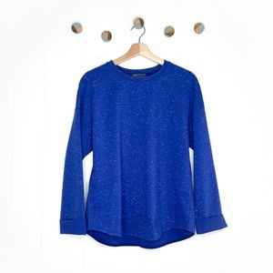 Vince Blue Speckles Long Sleeve Zip Back Top